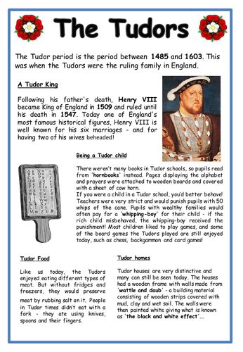 Tudor Children Fact File 